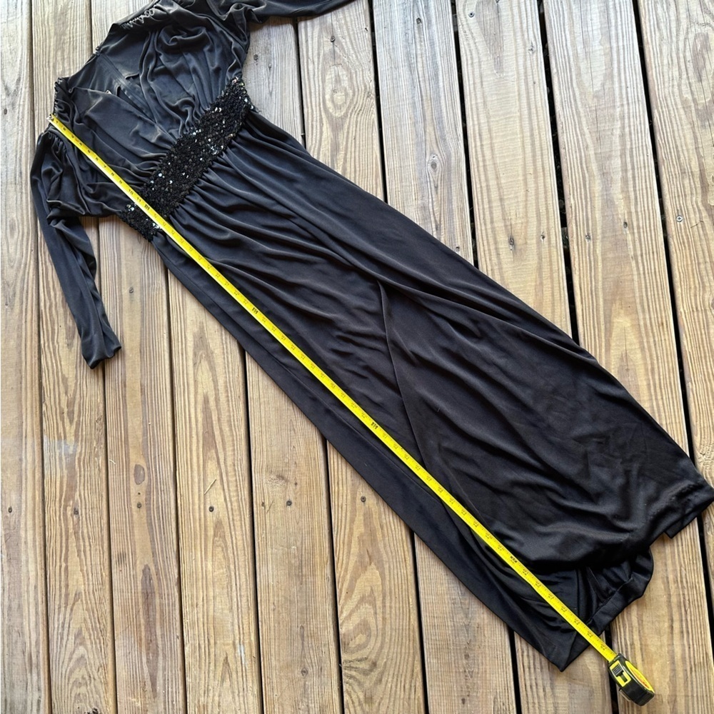 Claralura Original California Vintage Gown Black Maxi Dress Long 1970s 1980s 80s - Picture 14 of 16